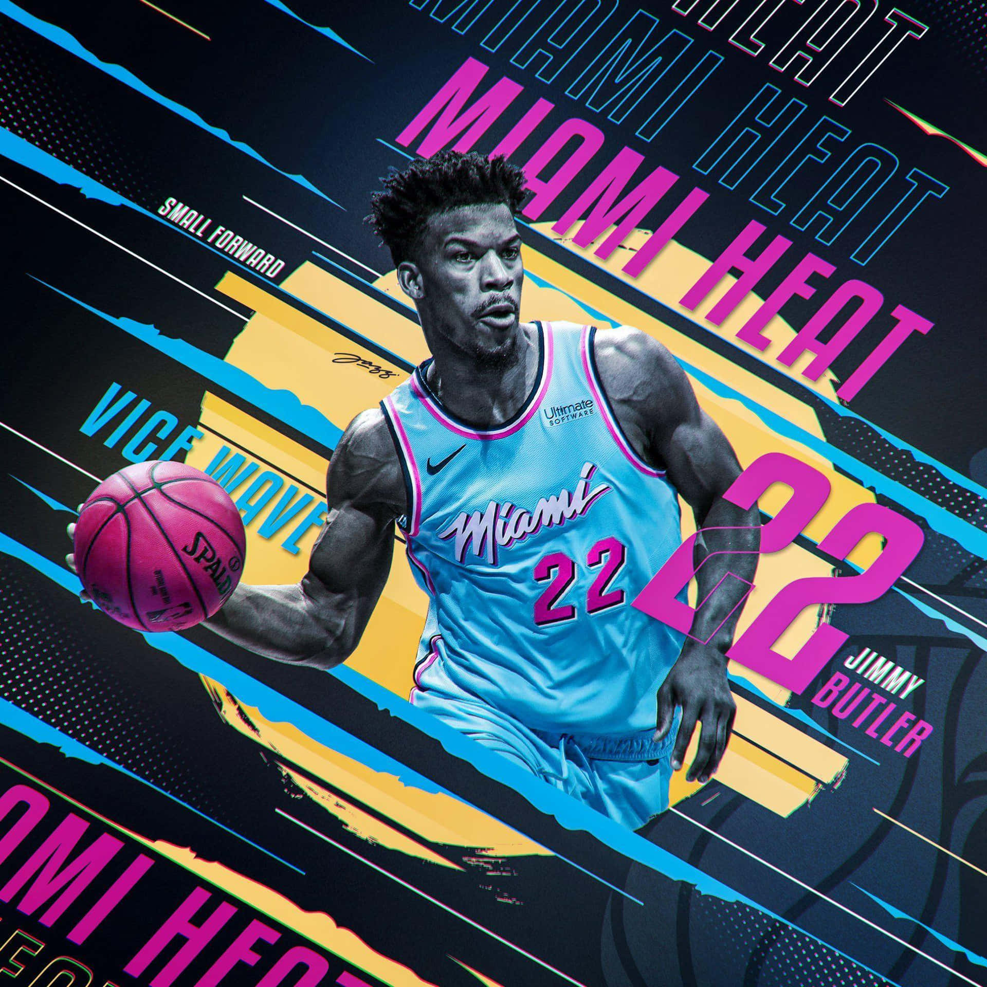 Jimmy Butler Miami Heat Vice Uniform Kunstwerk Achtergrond