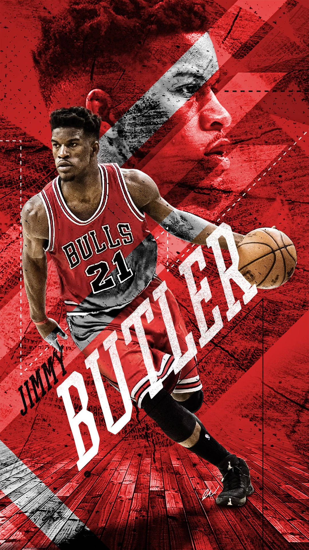 Jimmy Butler Red Stylistic Poster Wallpaper