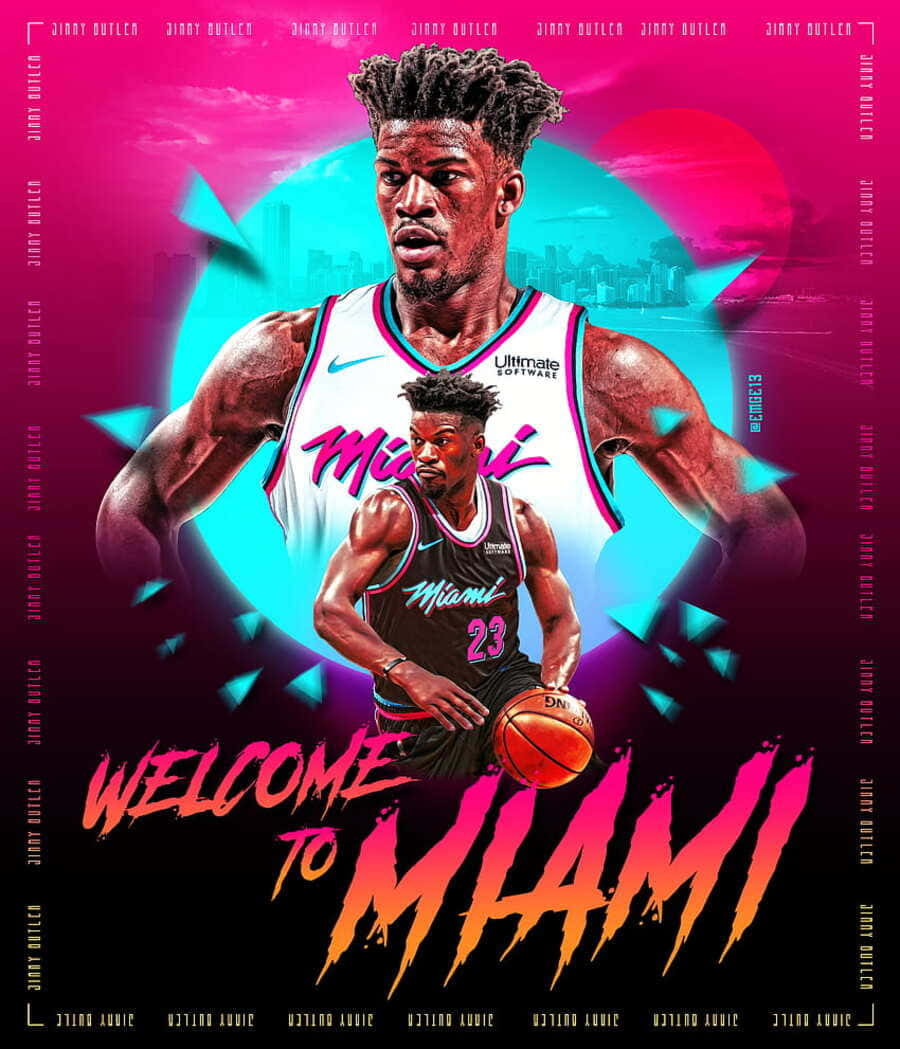 Jimmy Butler Welcometo Miami Heat Artwork Wallpaper