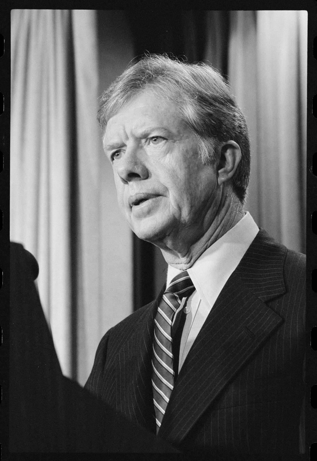 A Powerful Monochrome Portrait of Jimmy Carter Wallpaper