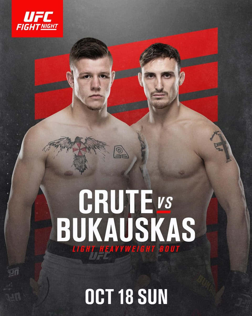 Intense Face-off between Jimmy Crute and Modestas Bukauskas in a classic UFC Poster Wallpaper