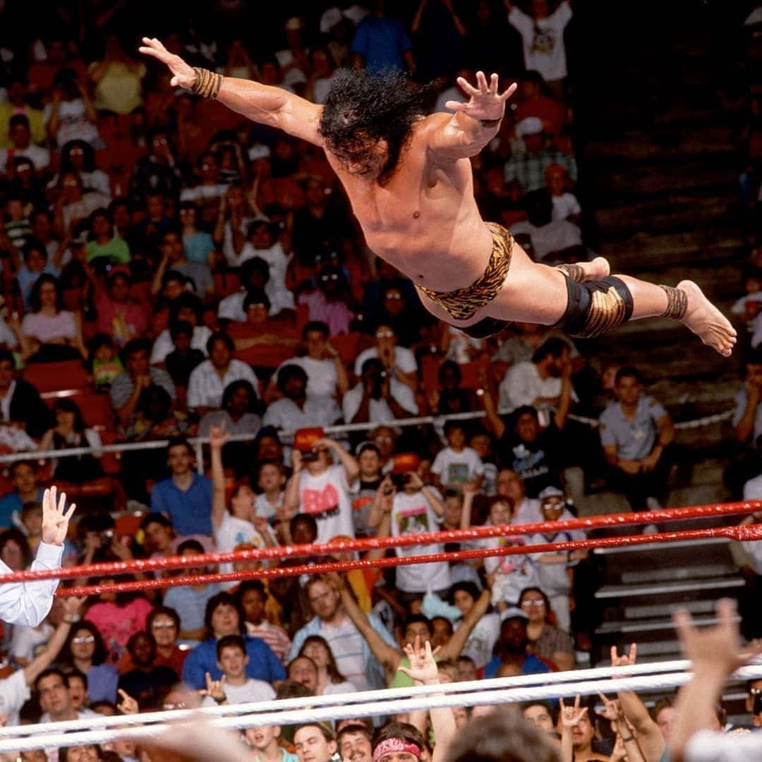 "WWE Legend Jimmy Snuka's Signature High Flying Move" Wallpaper