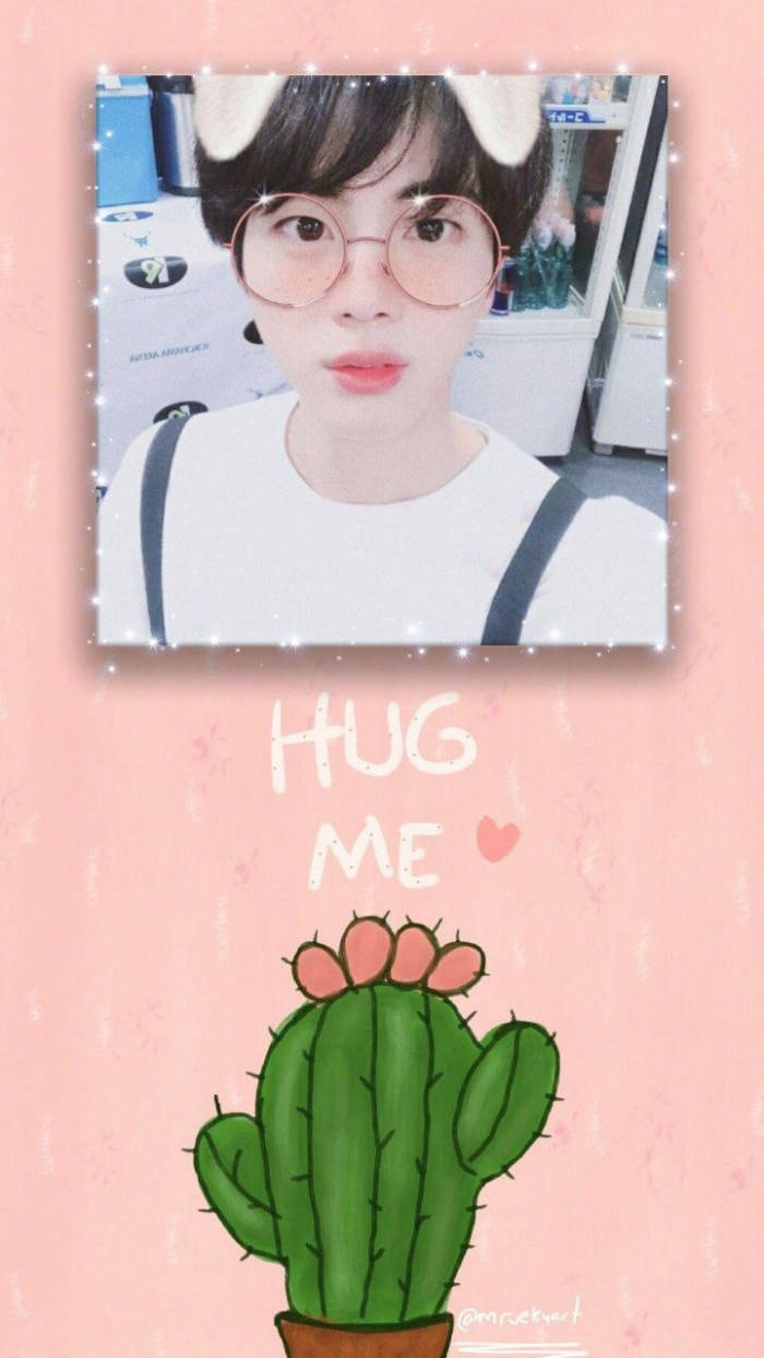 Jin BTS Cute Filter With Cactus Wallpaper