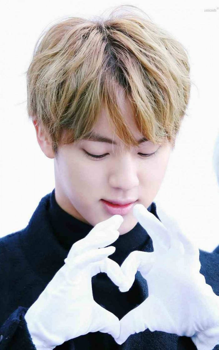 Jin BTS Cute Heart Hands Wallpaper