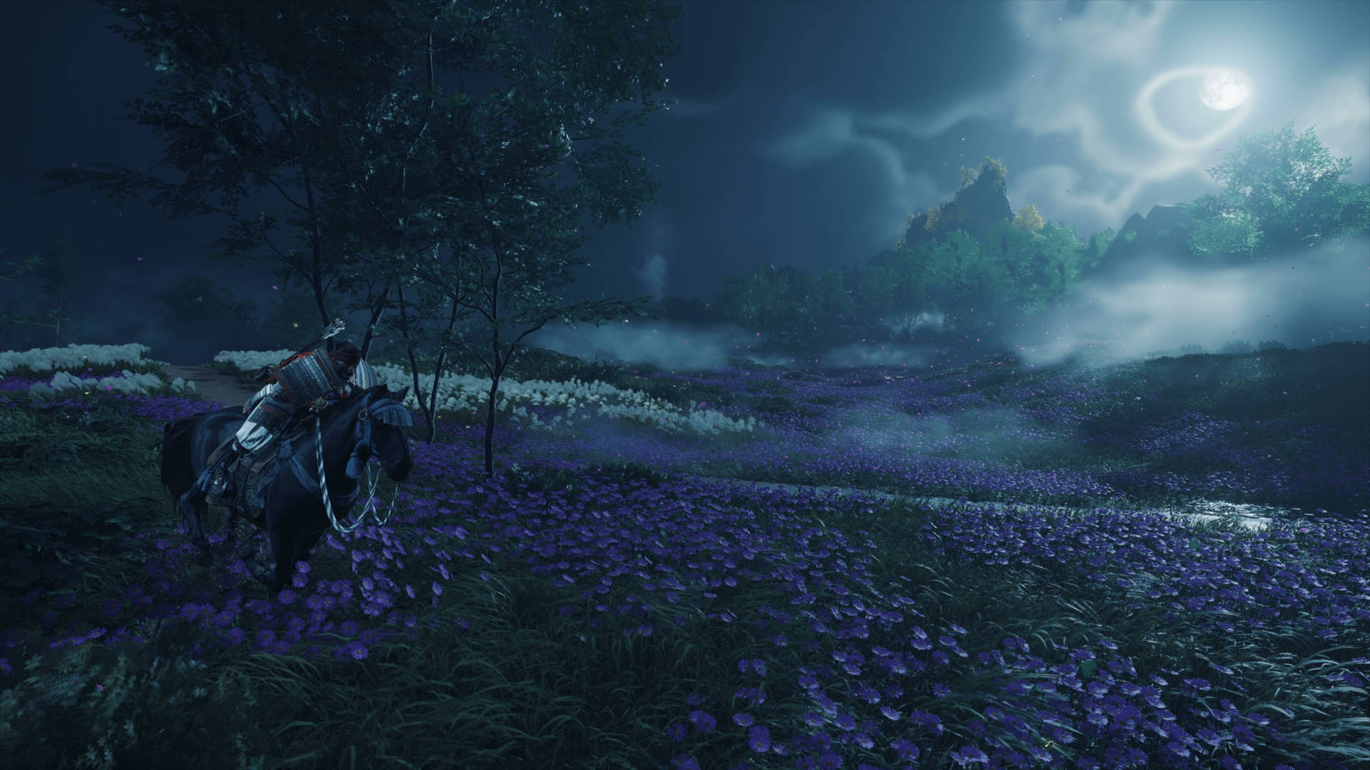 Jin Under Full Moon Ghost Of Tsushima Background