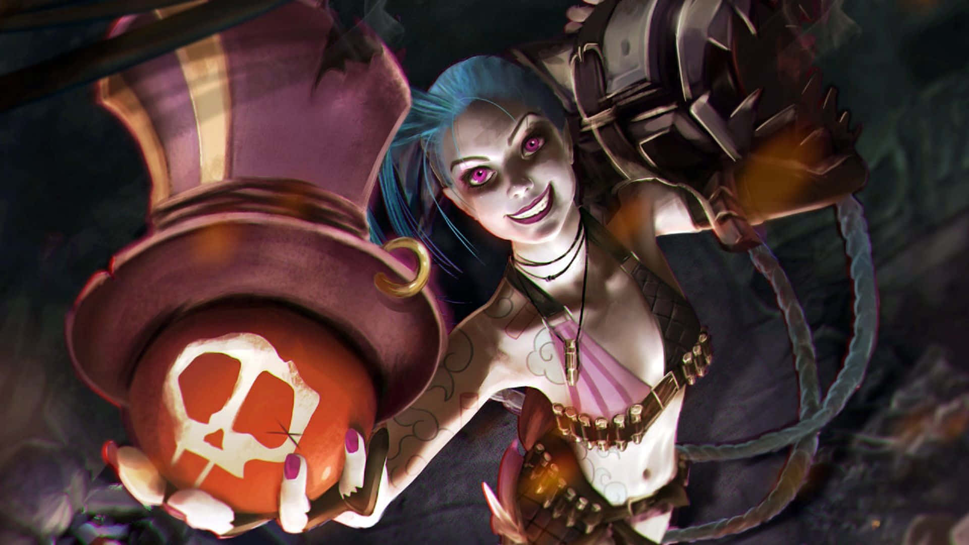 Jinx, the Loose Cannon, in action in a high-definition wallpaper