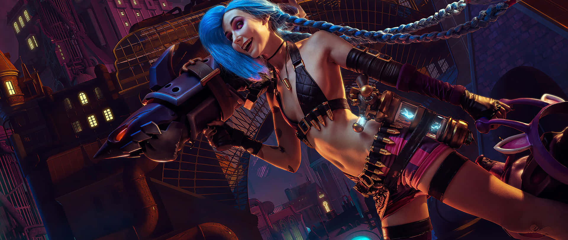 Jinx With Her Weapons in League of Legends