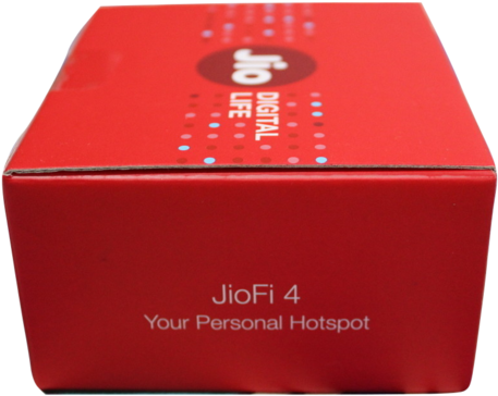 Jio Fi4 Personal Hotspot Device Packaging PNG