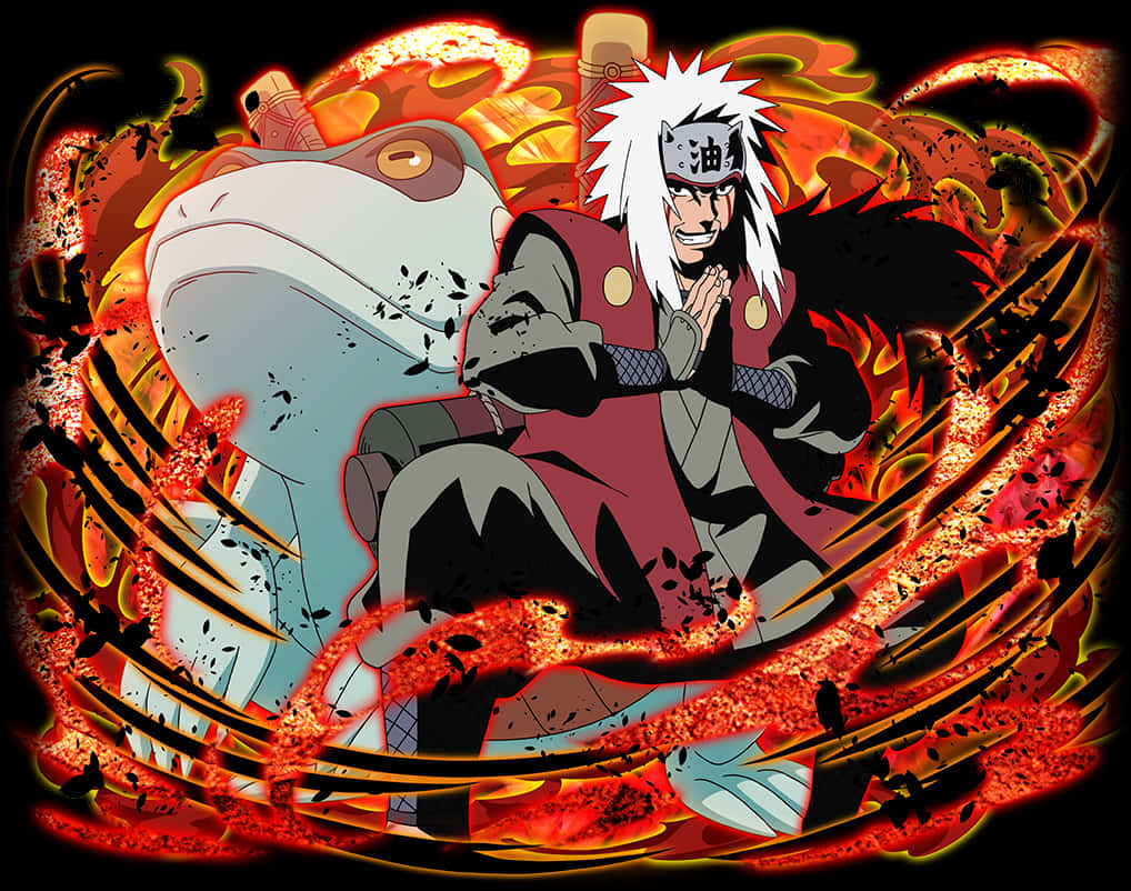 Jiraiyaand Gamabunta Battle Stance PNG