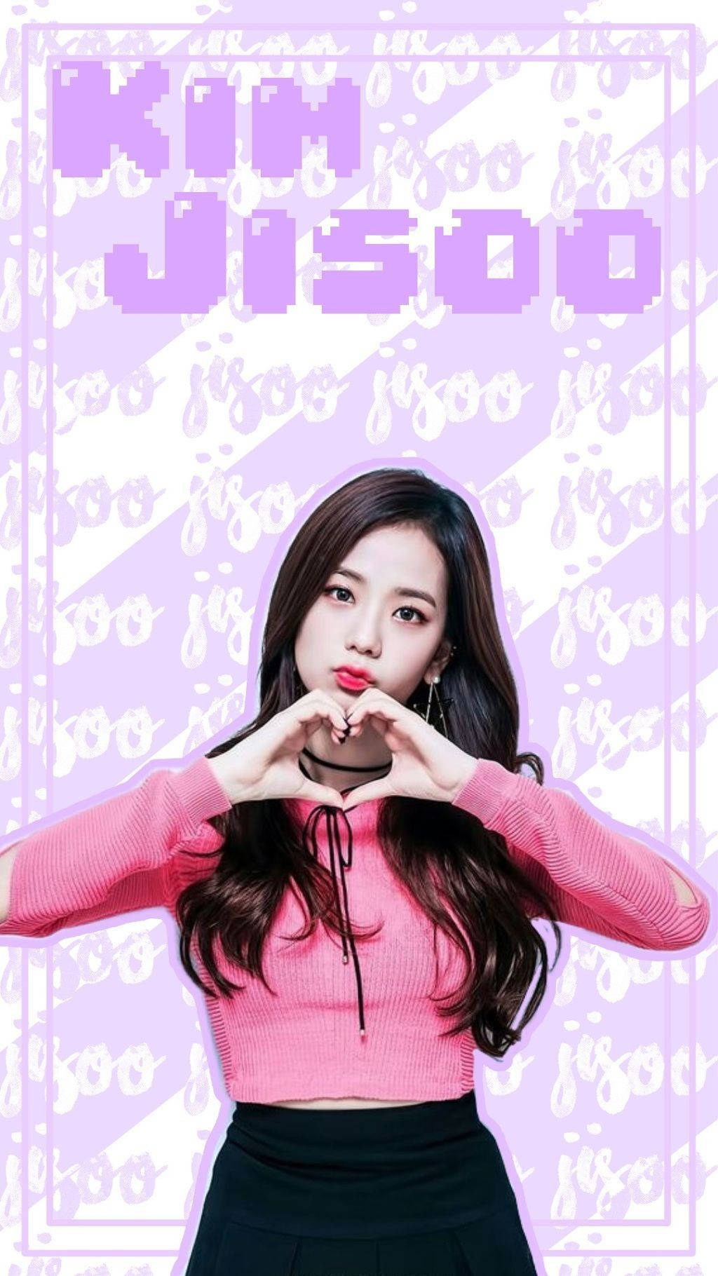 Jisoo Cute Heart Sign Purple Wallpaper
