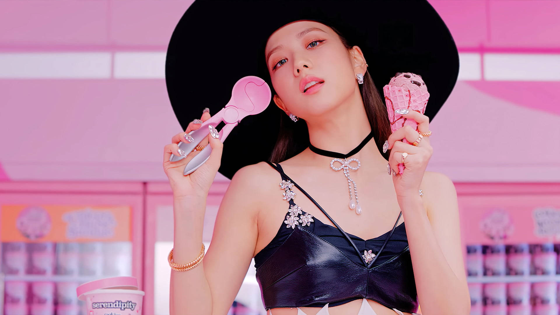 Jisoo With An Ice Cream Blackpink Desktop Wallpaper
