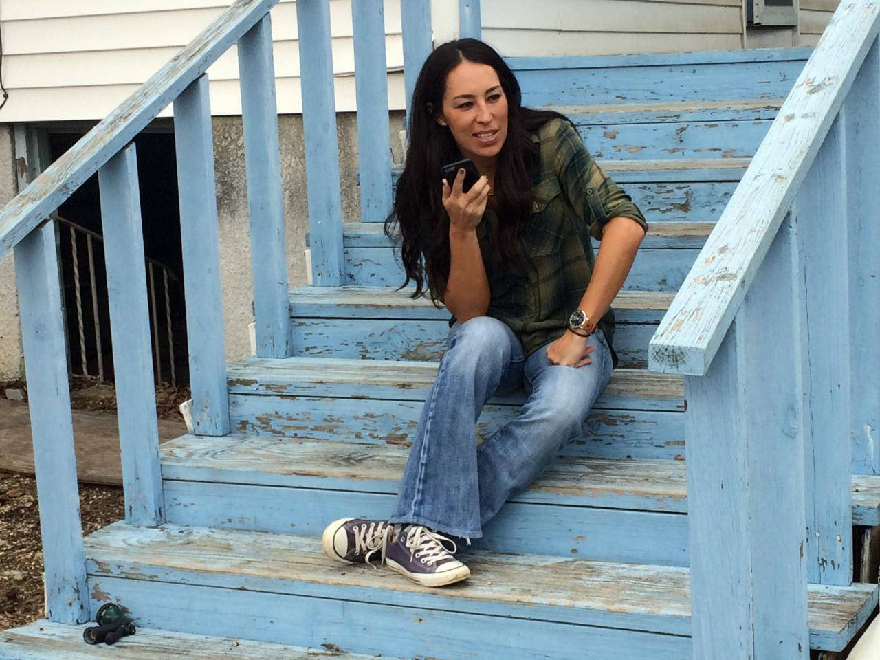 Joanna Gaines Blue Stairs Wallpaper
