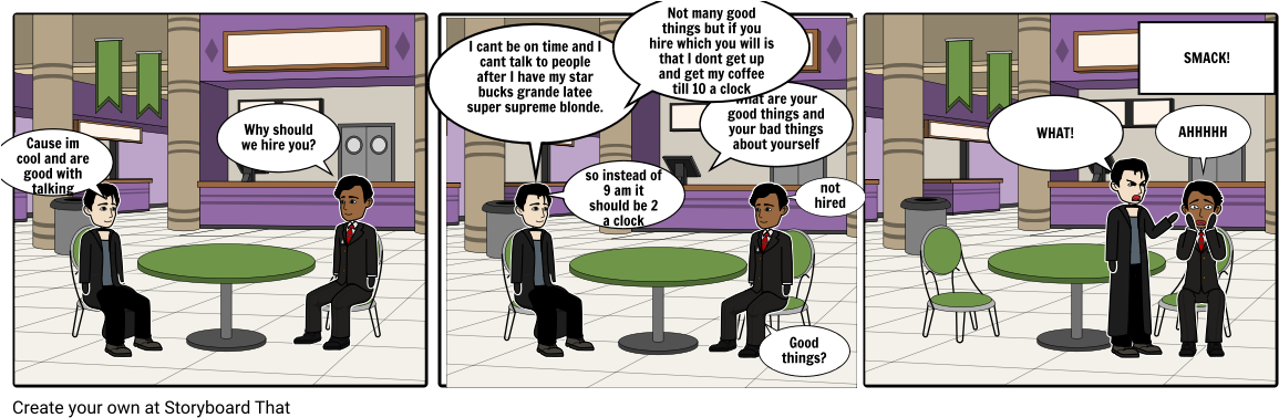 Job Interview Comic Strip PNG