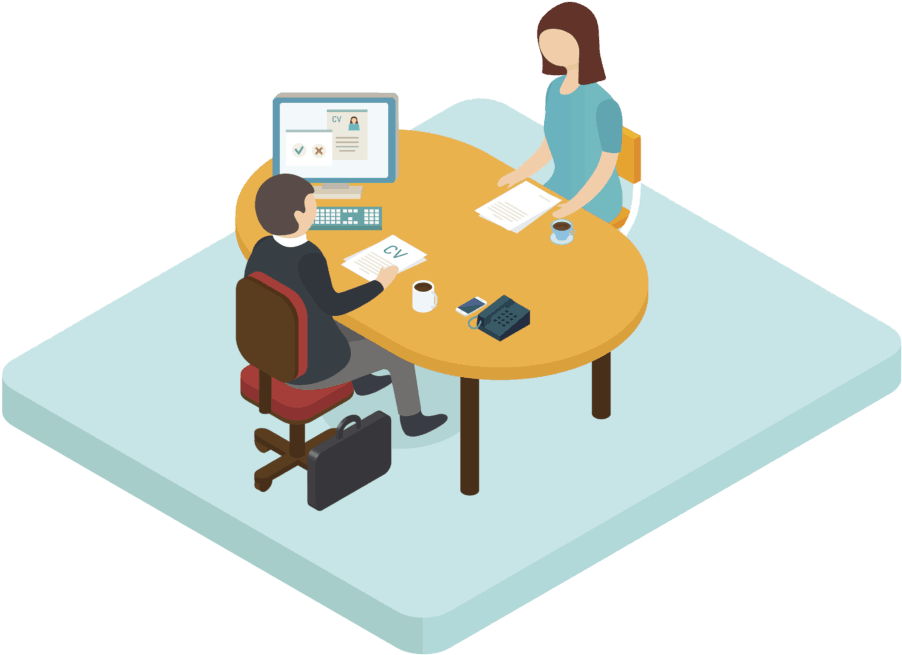 Job Interview Isometric Illustration PNG