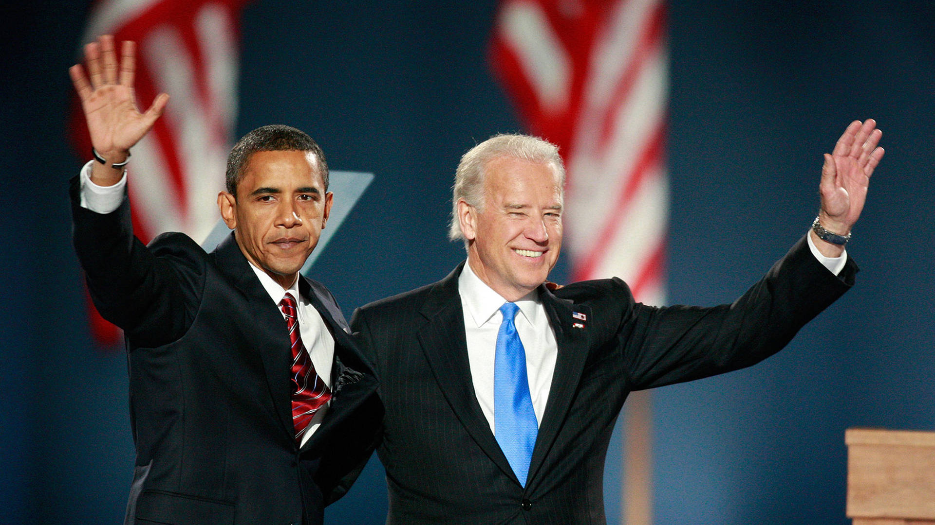 Joe Biden and Barack Obama Enjoying a Laugh Wallpaper