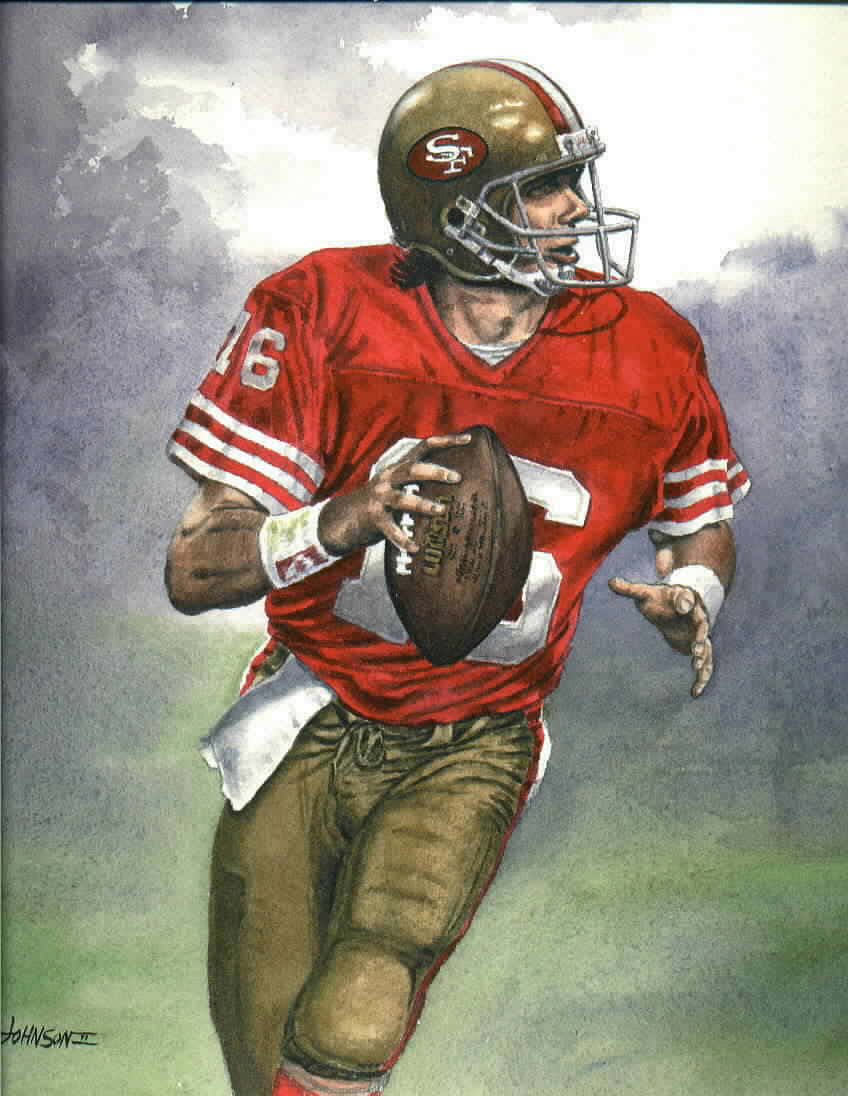 A Watercolor Painting Of A Football Player Running With The Ball Wallpaper