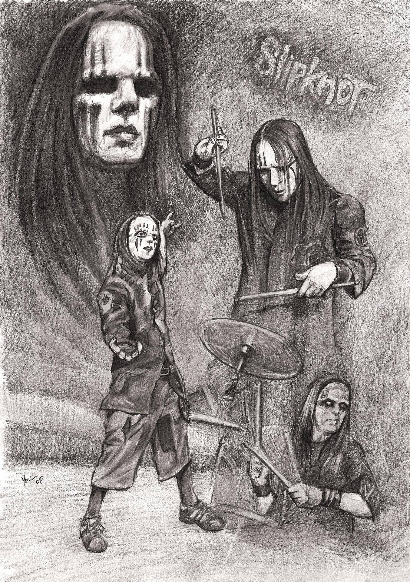 Collagede Boceto De Joey Jordison Fondo de pantalla