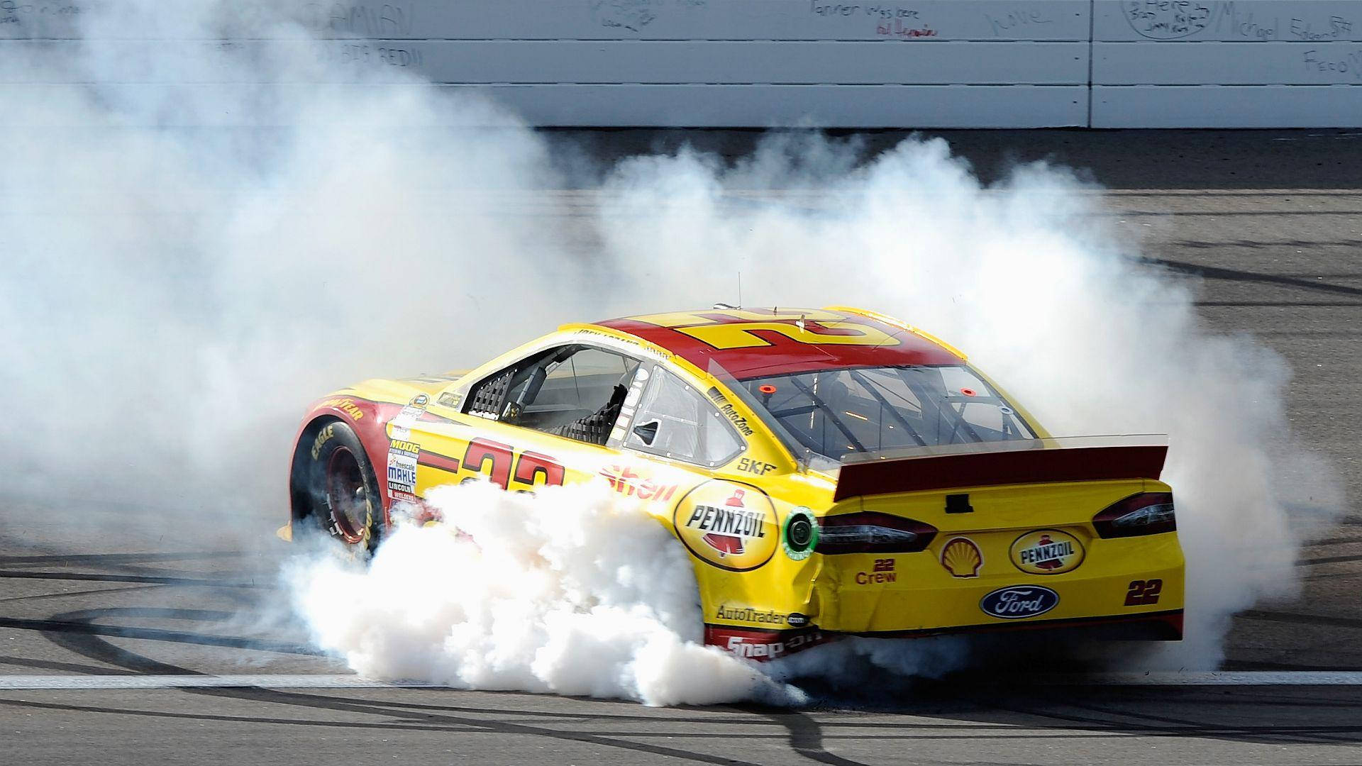Joey Logano Race Car Smoke Wallpaper