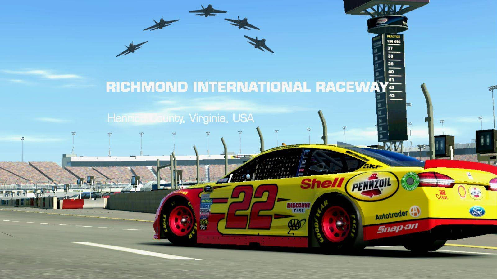 Caption: Joey Logano racing at Richmond International Raceway Wallpaper