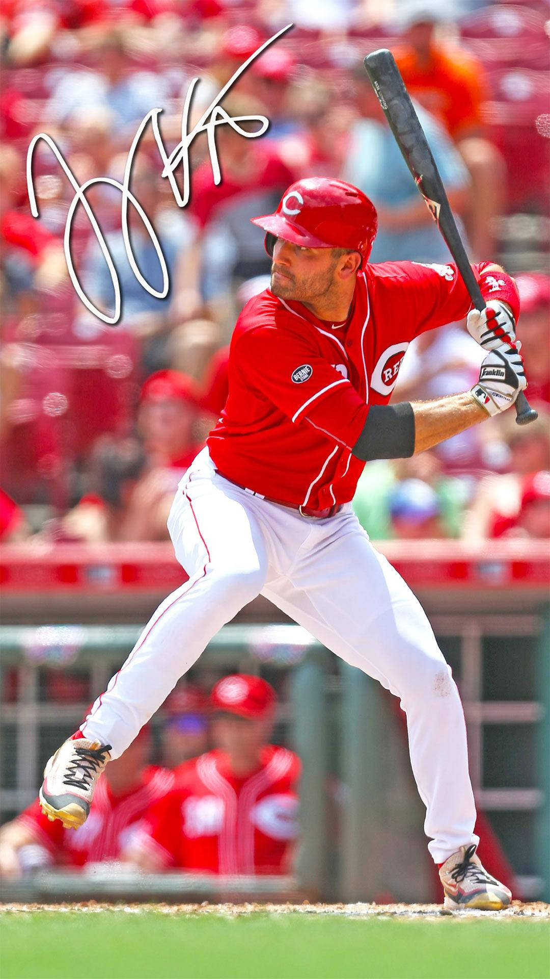 Joey Votto Red Uniform With Signature Wallpaper