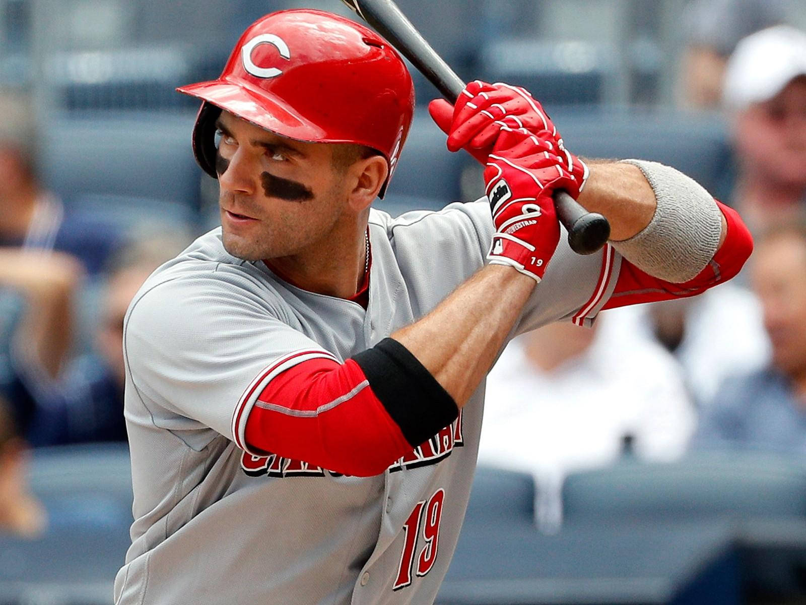 Download Joey Votto With Black Face Paint Wallpaper