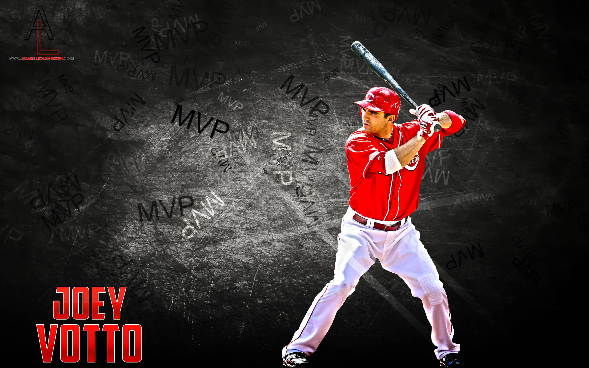 Joey Votto With Grunge Backdrop Wallpaper