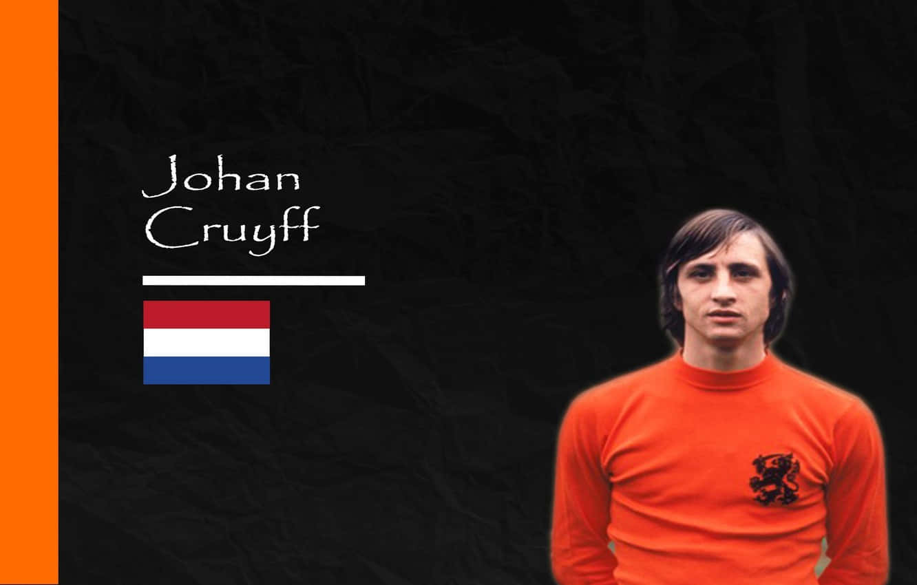 Johancruyff Con La Bandiera Dei Paesi Bassi. Sfondo