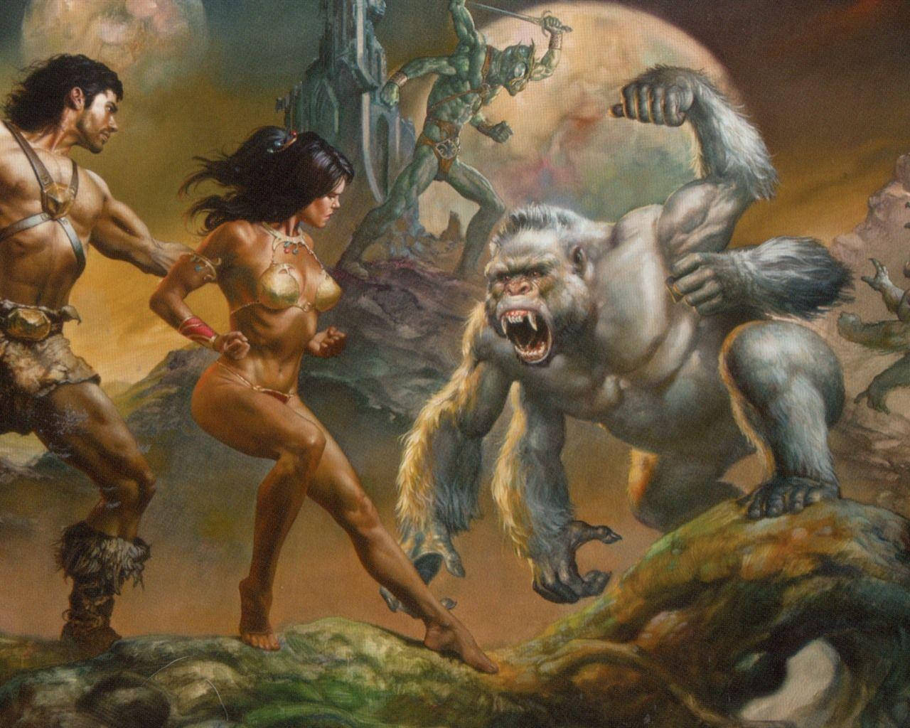 John Carter Dejah Thoris And Ape Wallpaper