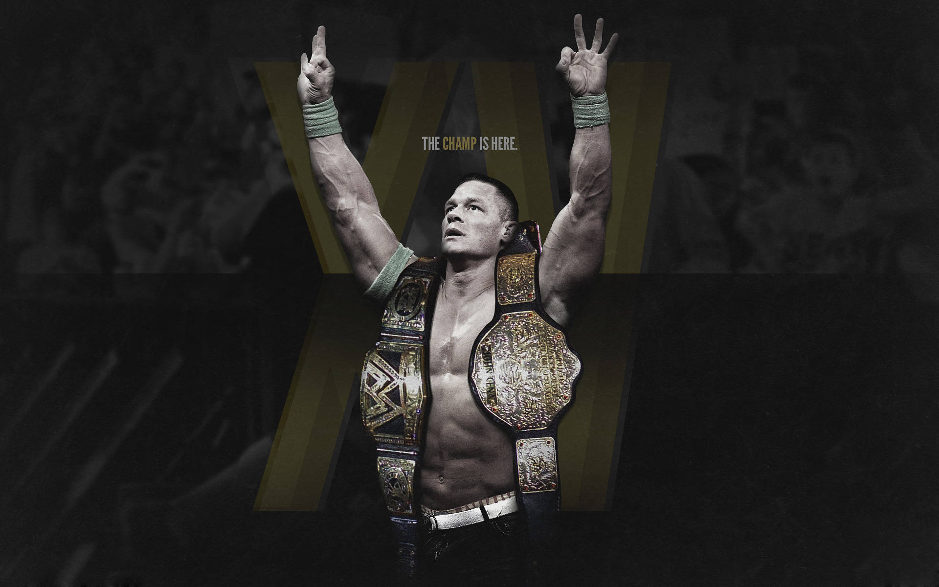 John Cena With Two Championship Belts