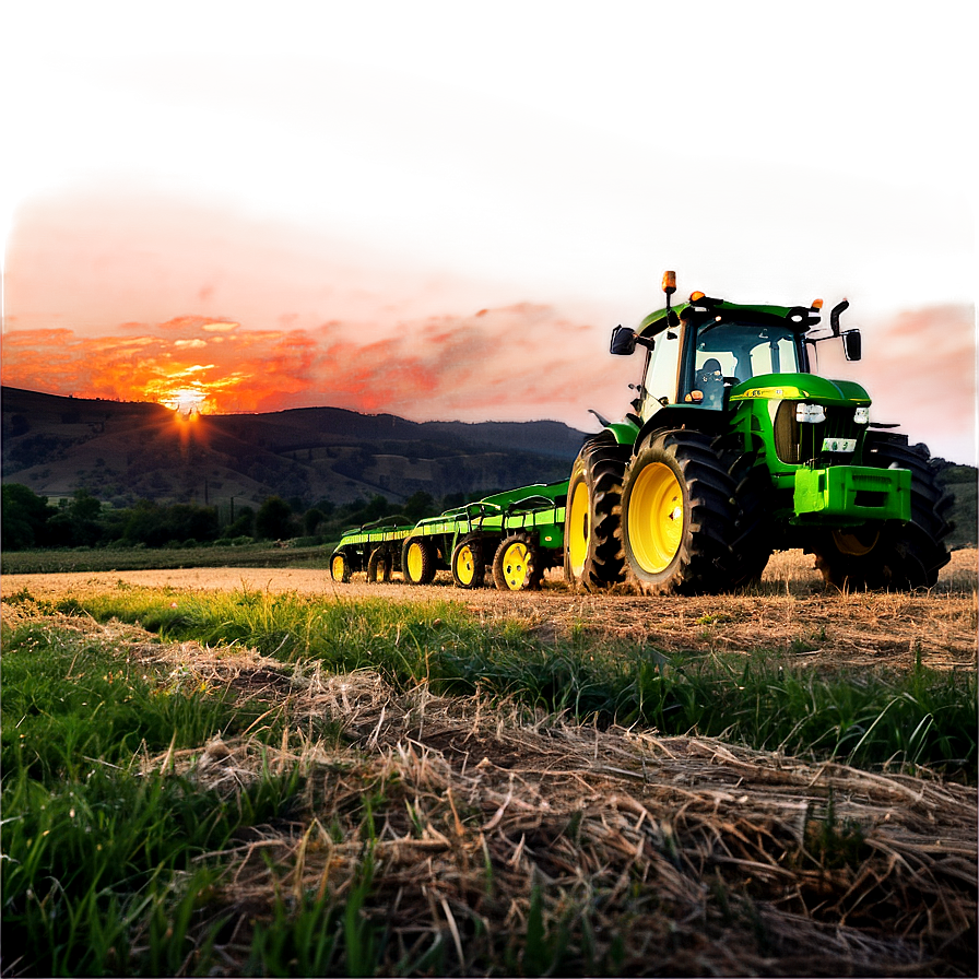John Deere Tractor At Sunset Png Yfc PNG