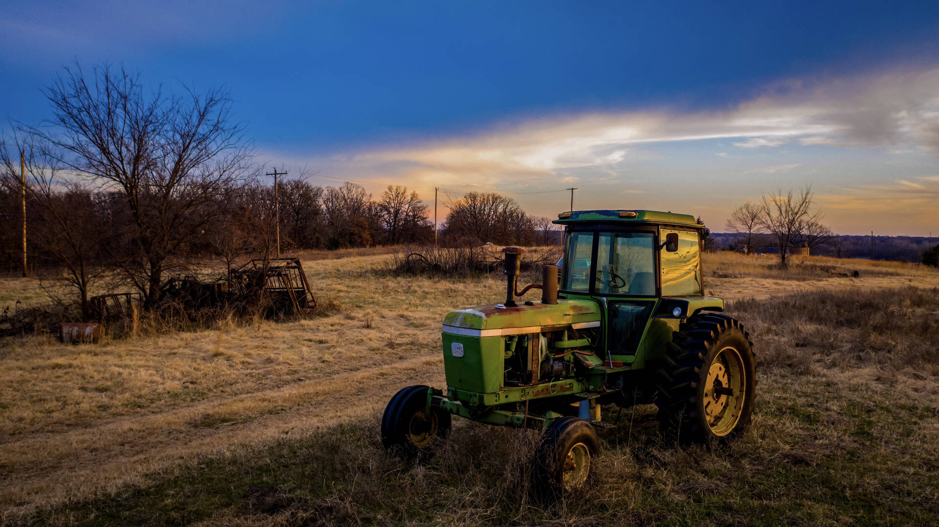 John Deere Tractor During Sundown