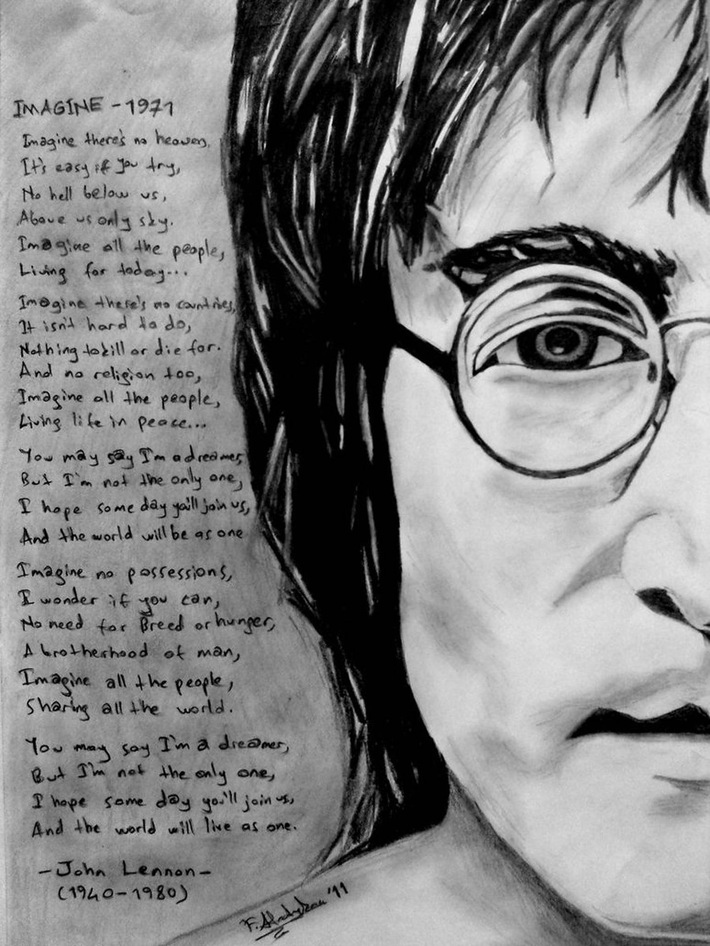 John Lennon Half Illustration Wallpaper