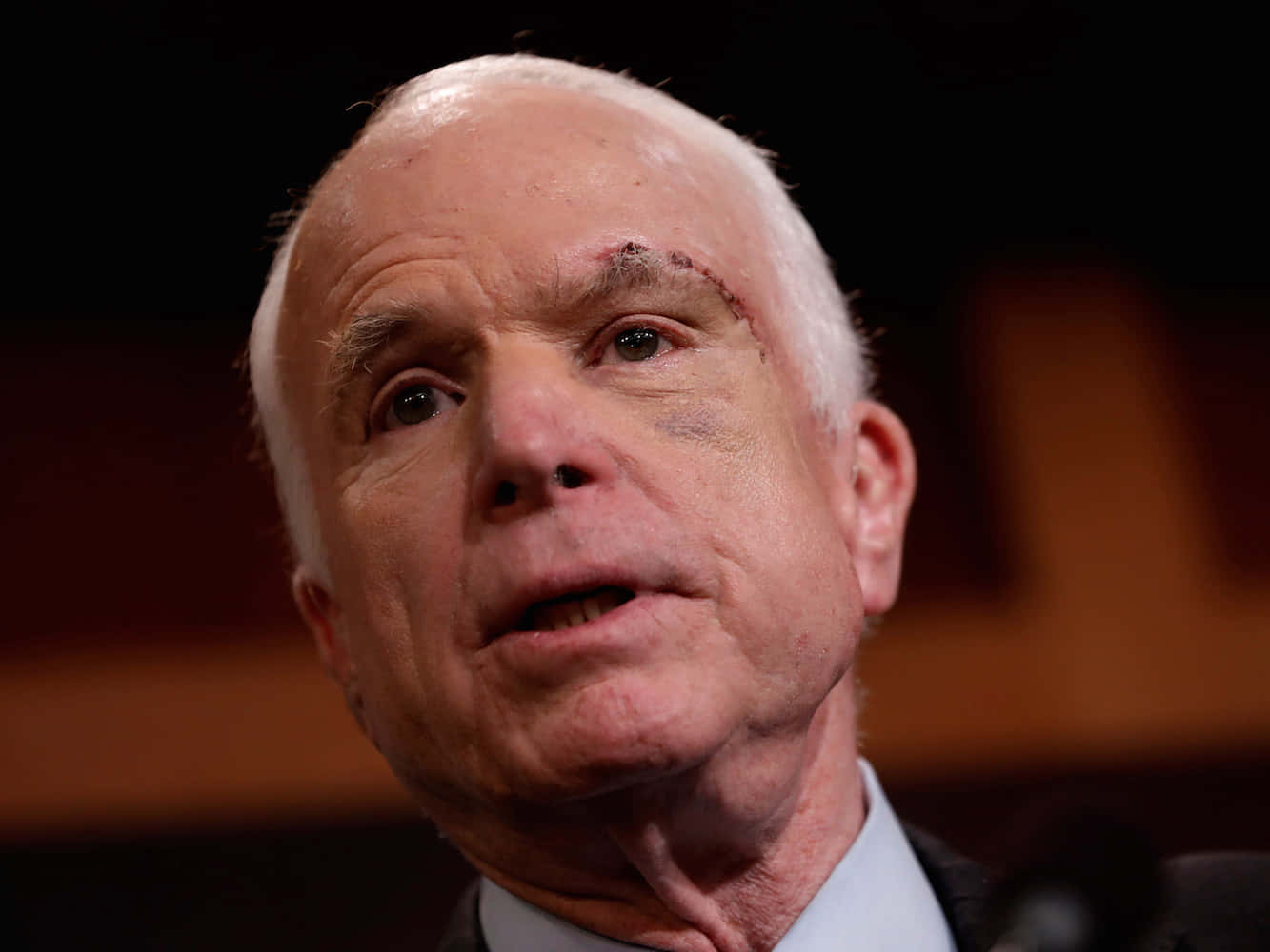 John Mccain Spreken Close Up Achtergrond