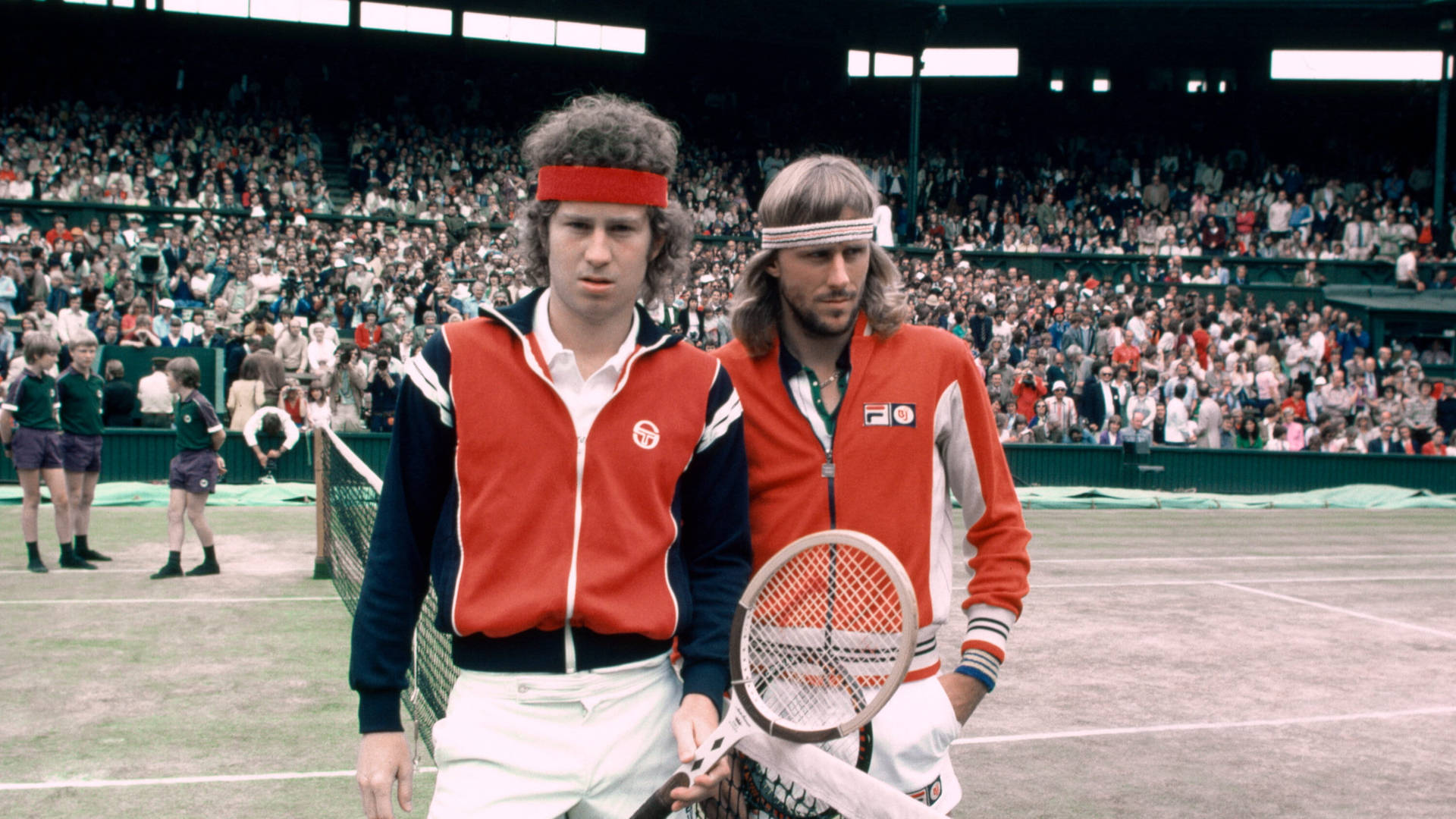 John McEnroe og Bjorn Borg på banen Wallpaper