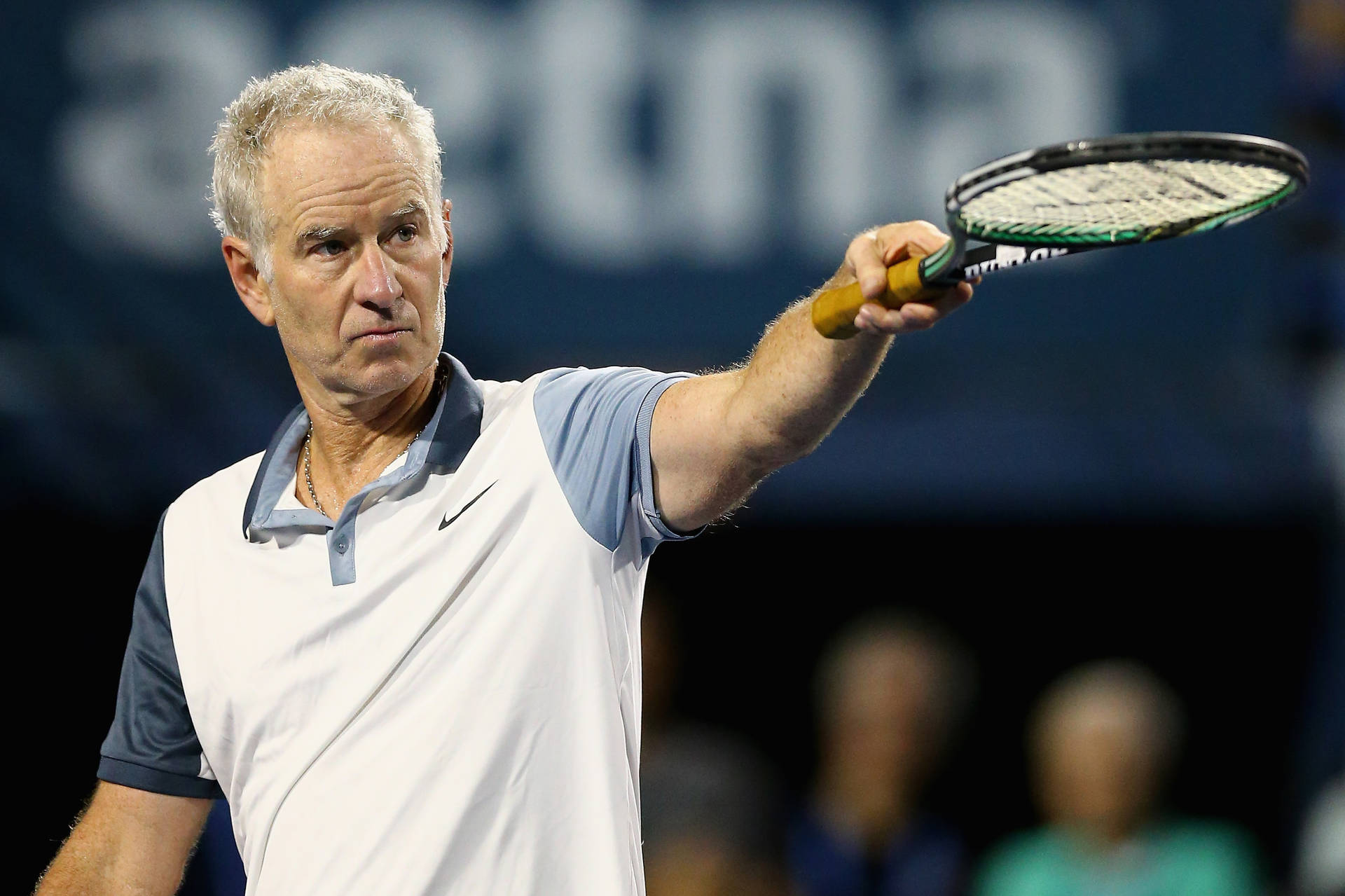 John Mcenroe Pointing With A Racket Wallpaper