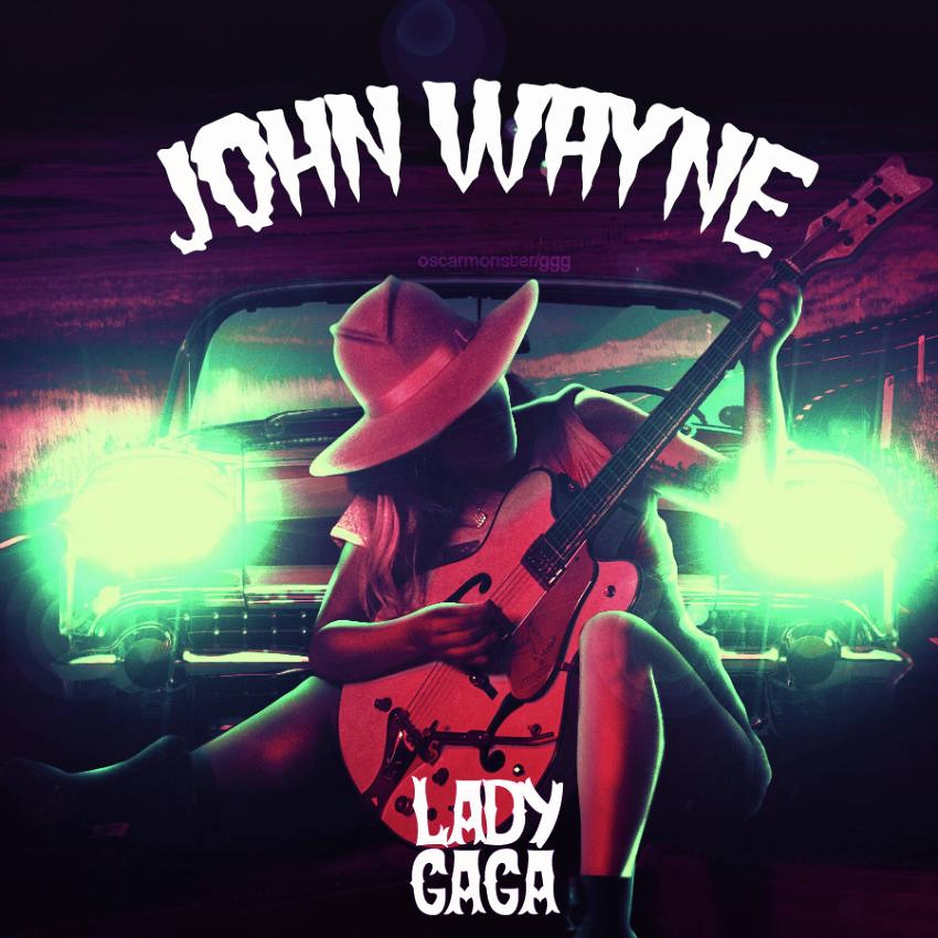 John Wayne And Lady Gaga Poster Wallpaper