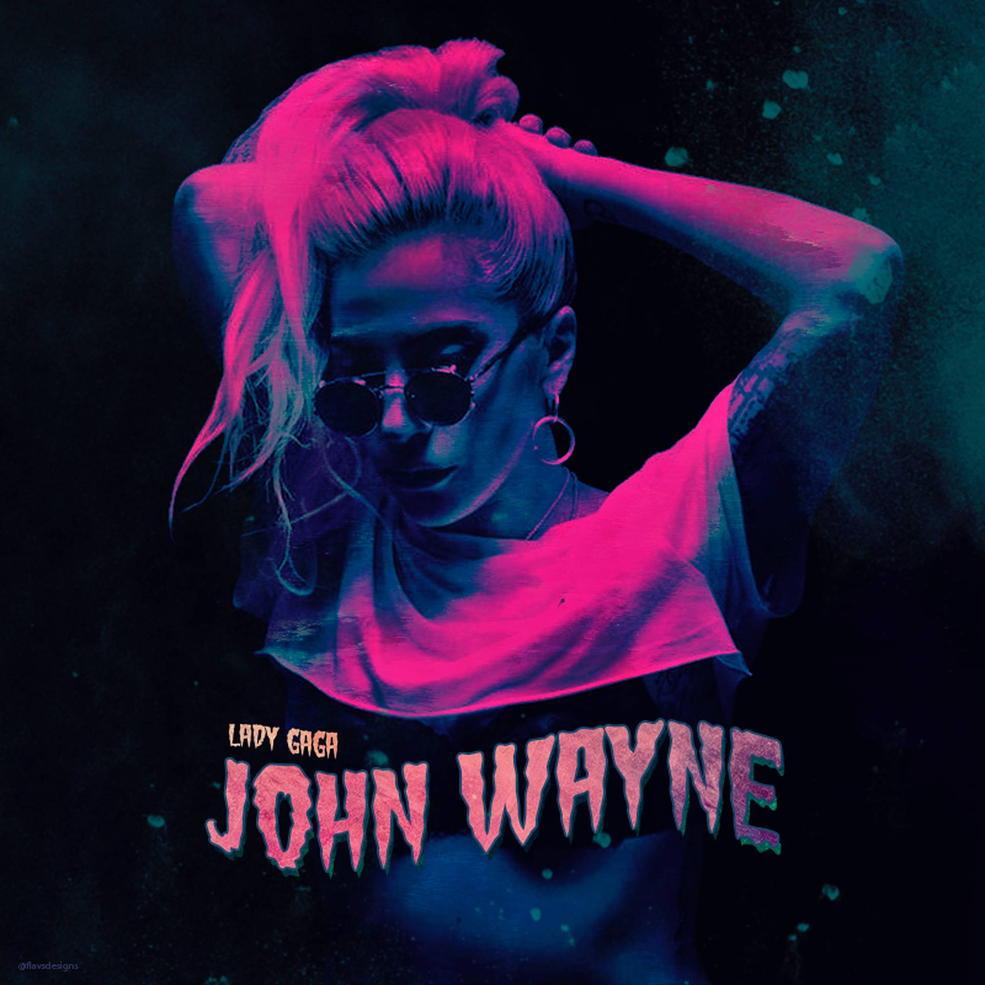 John Wayne Neon Poster Tapet: Et kraftfuldt portræt af John Wayne på en neonramme. Wallpaper