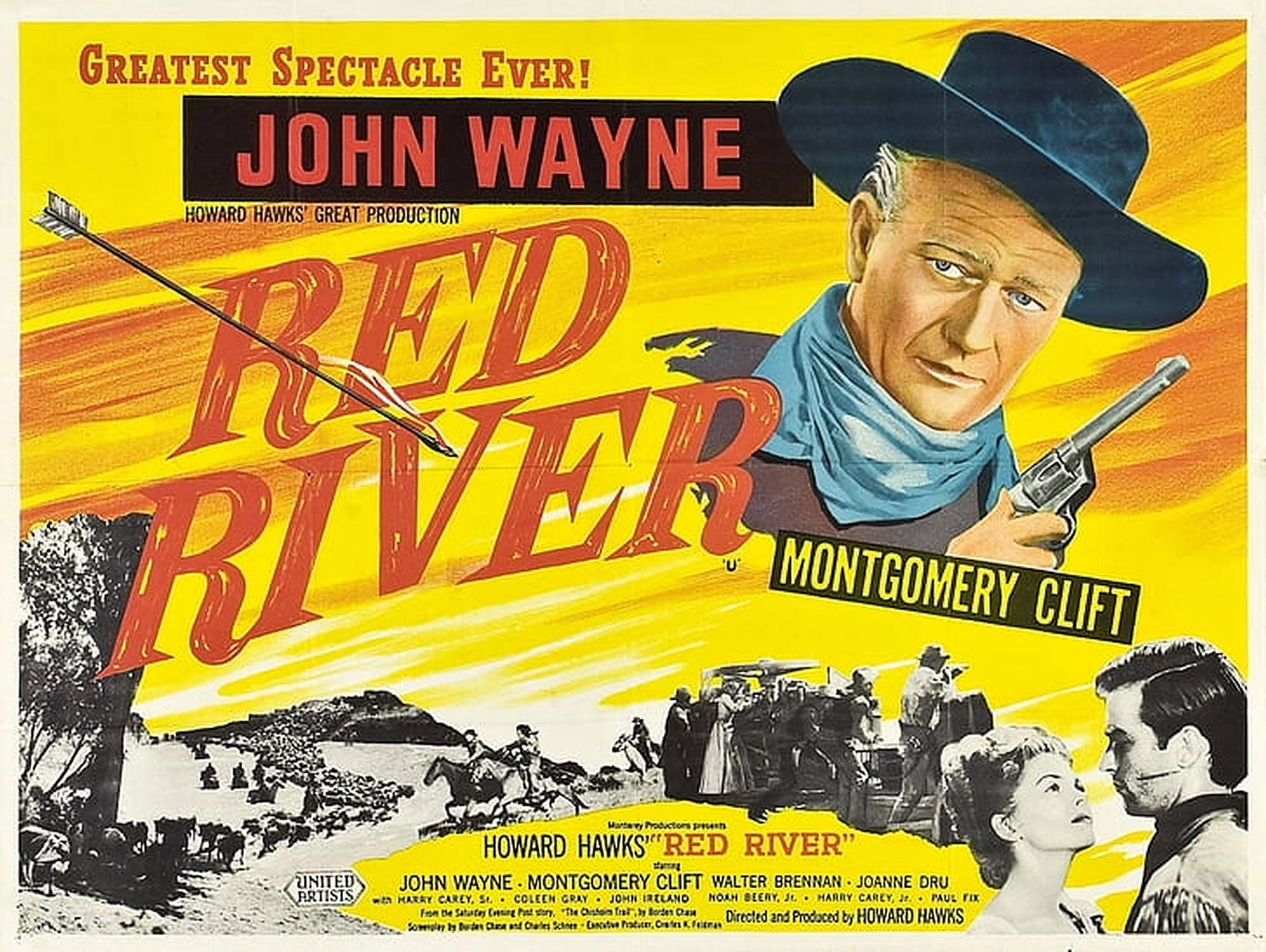 Johnwayne Red River-poster. (note: The Sentence Is Already In English And Not Related To Computer/mobile Wallpaper, So No Translation Is Needed.) Wallpaper