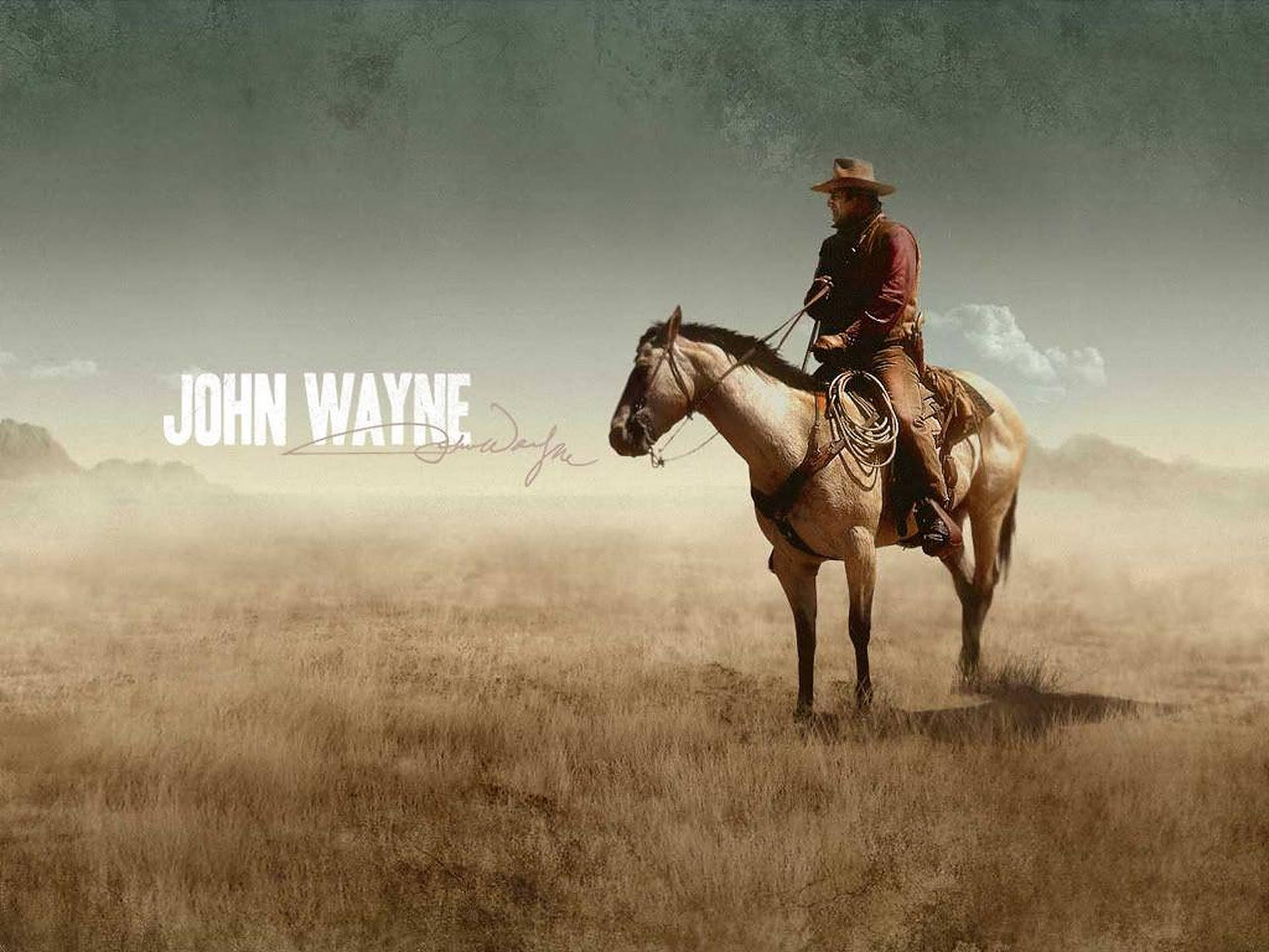 Johnwayne Reitet Auf Einem Pferd. Wallpaper