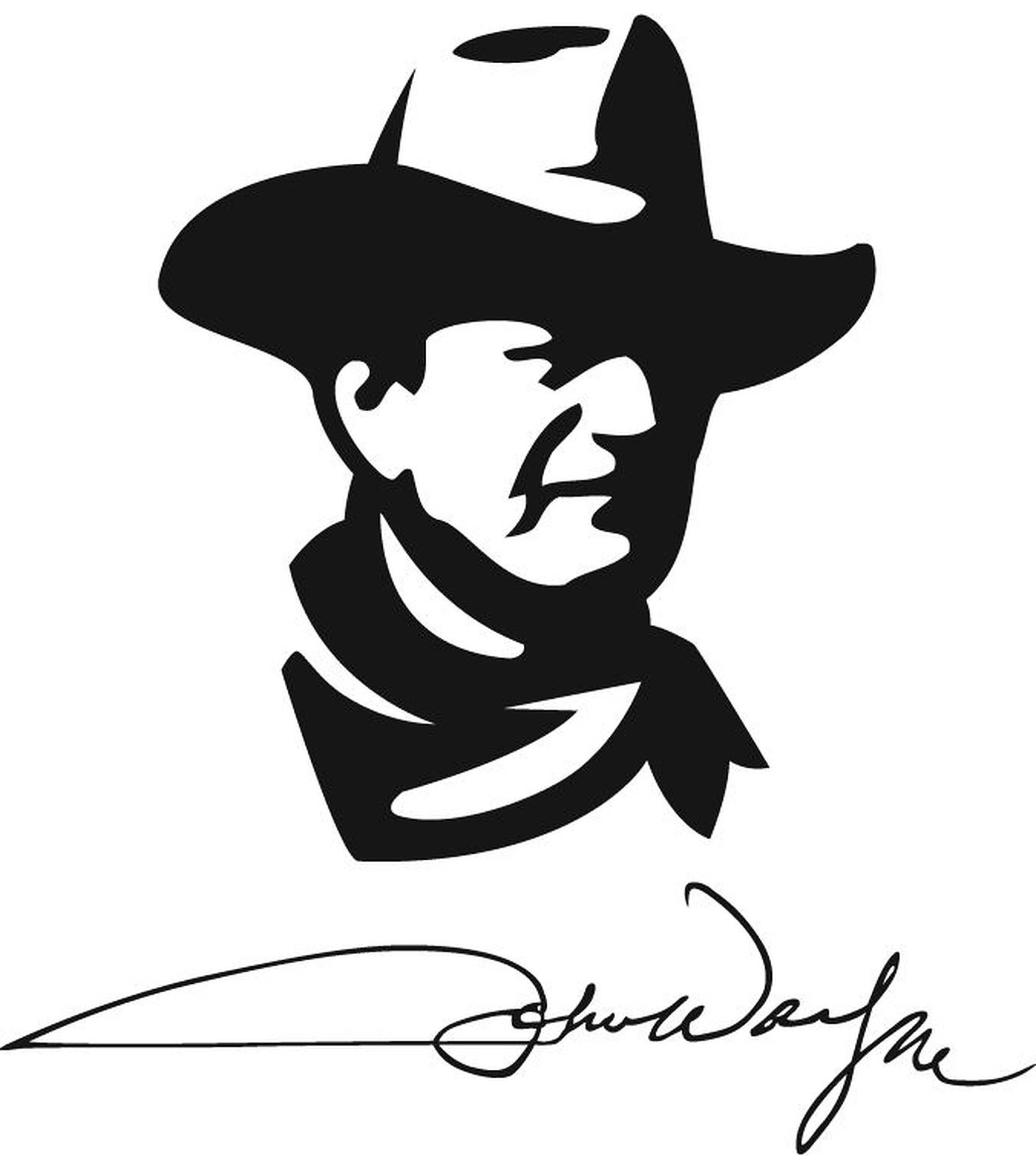 John Wayne Stencil Drawing Wallpaper