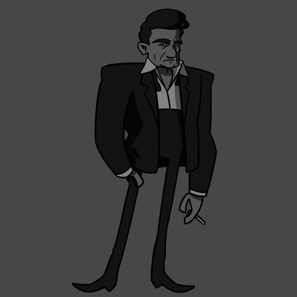 Johnny Cash - A Black And White Cartoon