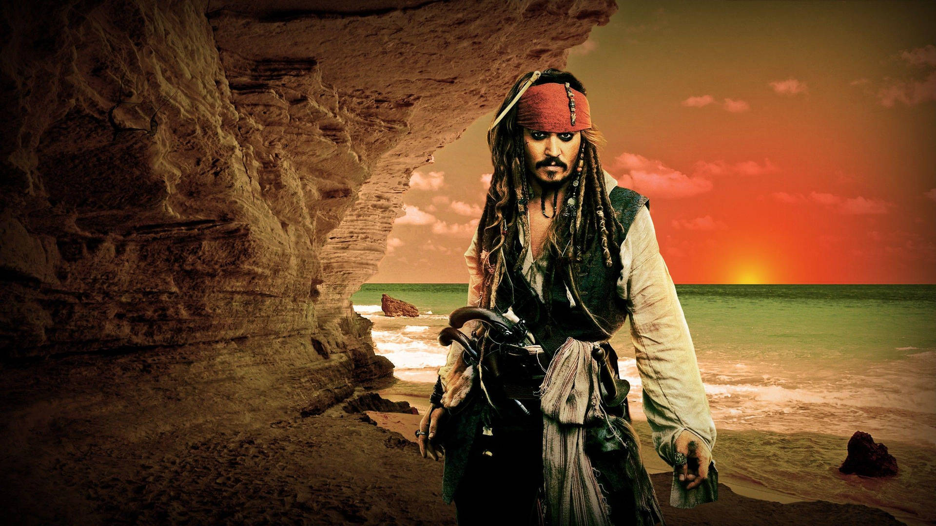 Johnny Depp HD Beach Sunset Wallpaper