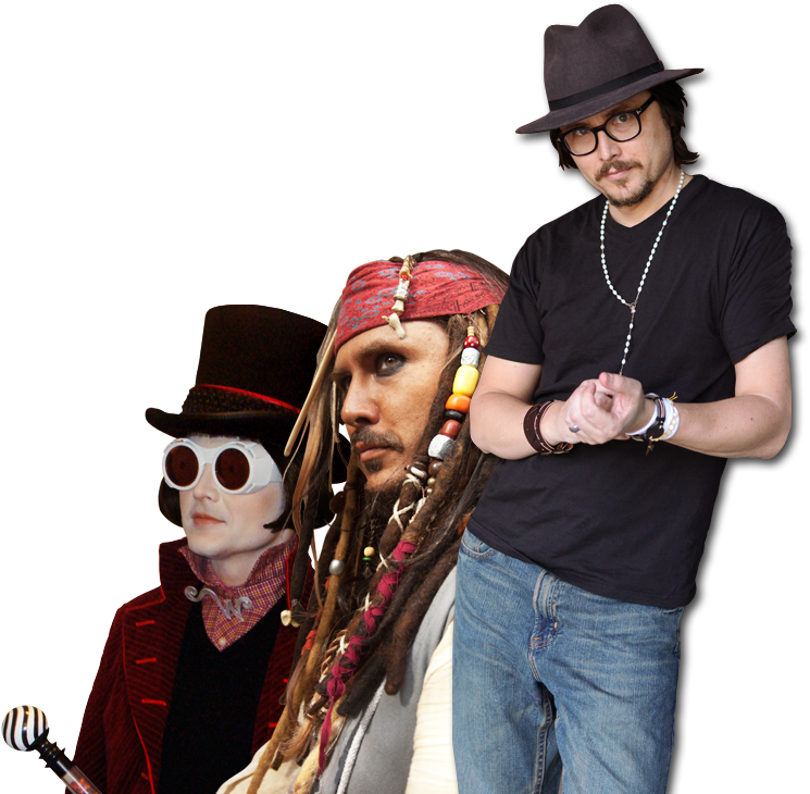 Johnny Depp Iconic Roles Collage PNG