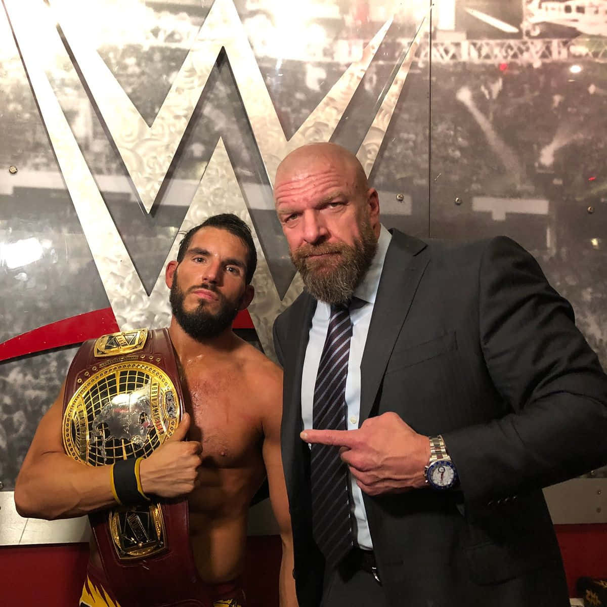 Johnny Gargano With WWE CEO Triple H Wallpaper