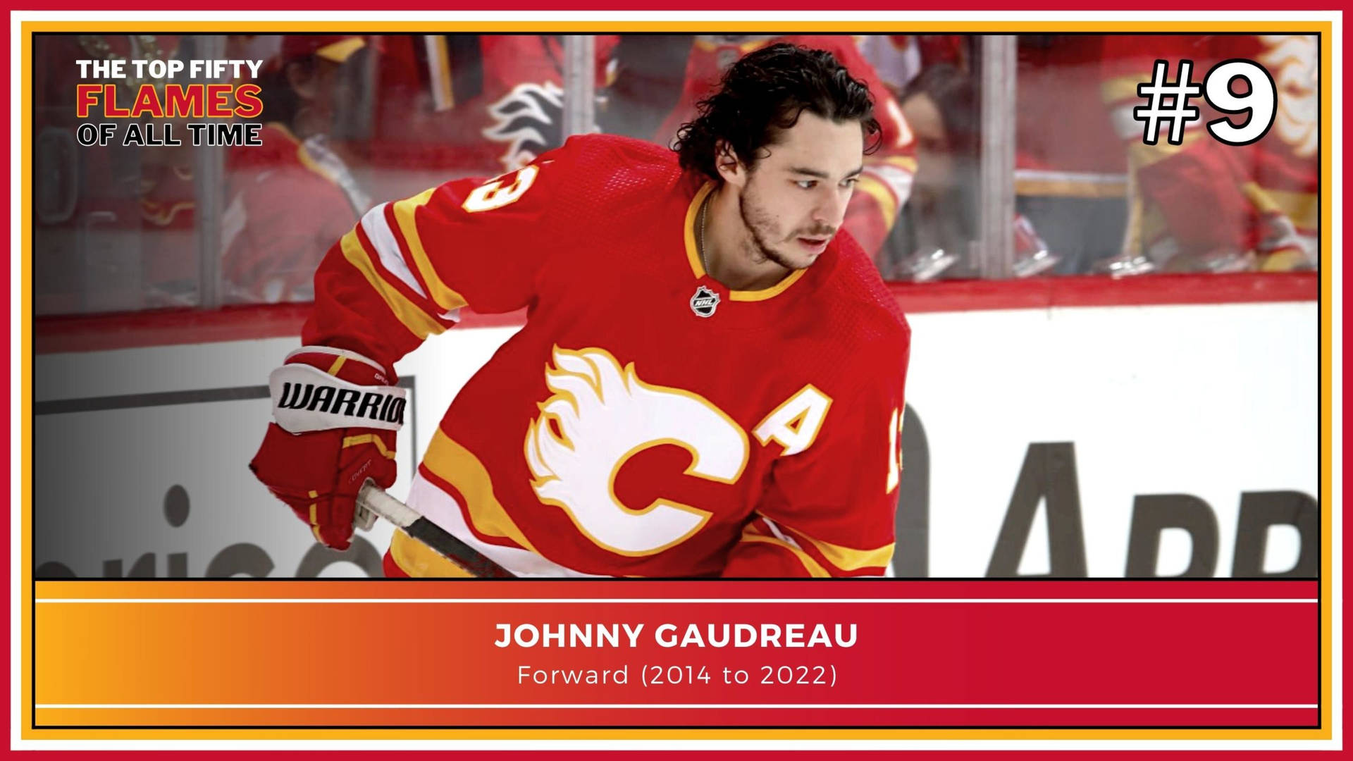 Johnny Gaudreau Ice Hockey Calgary Flames Spilleren Maleri Tapet Wallpaper