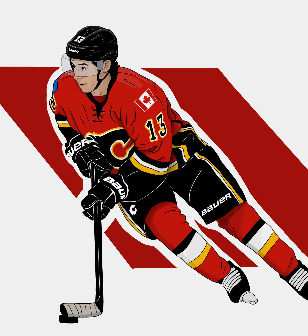 Johnny Gaudreau, Calgary Flames, NHL, american ice hockey player, red stone  background, HD wallpaper