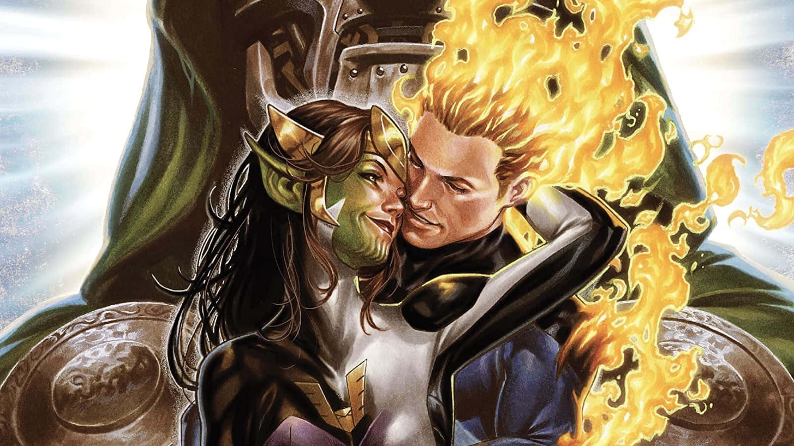 Johnny_ Storm_ Flaming_ Embrace Wallpaper