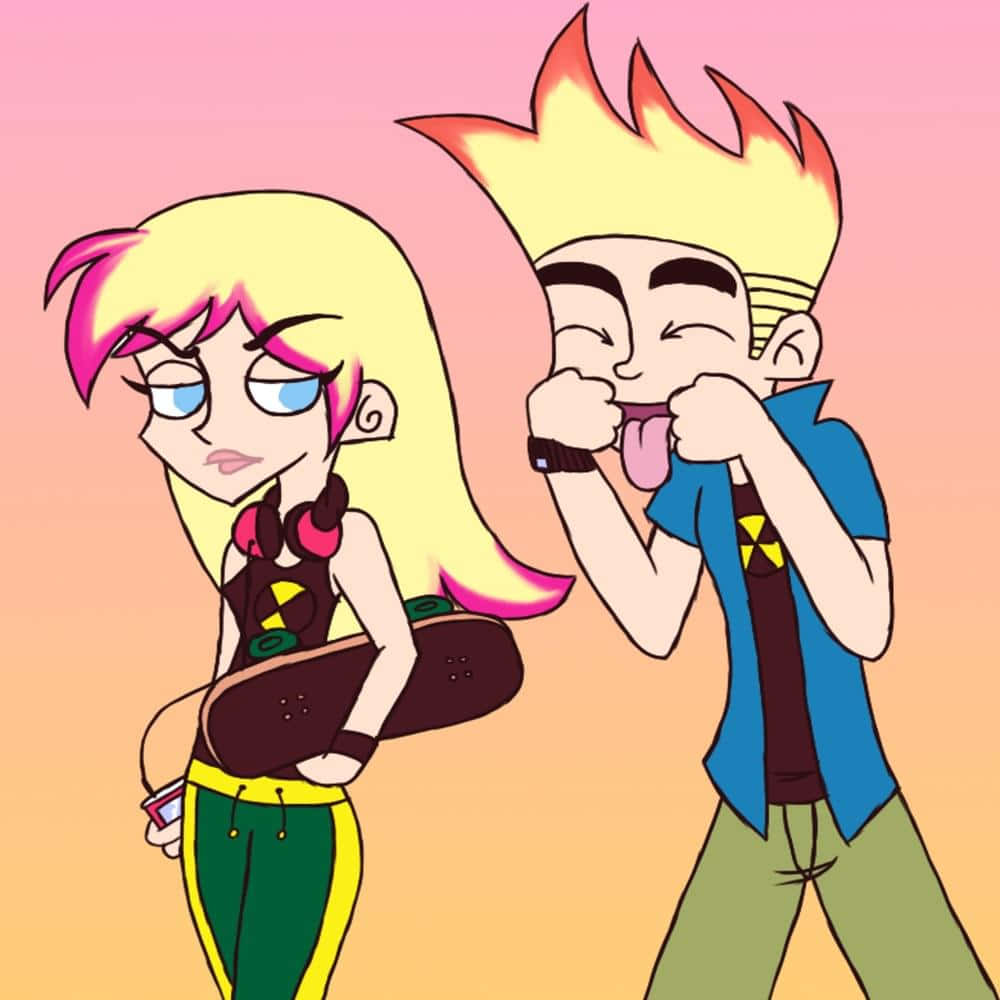 Johnny Test strikes a pose in a dynamic action-filled scene. Wallpaper