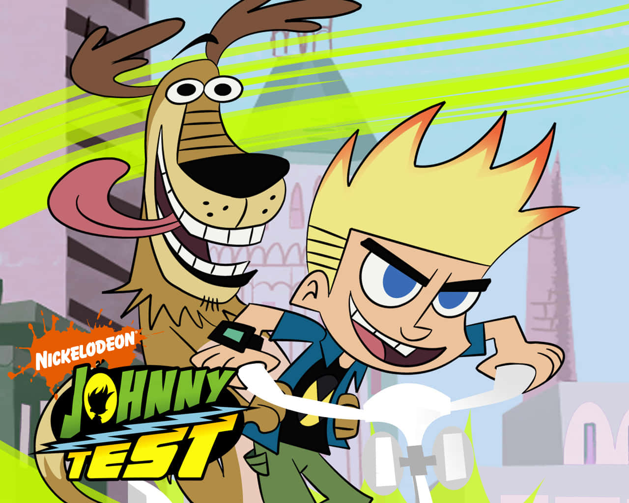 Johnny Test with Dukey and the Sisters Wallpaper