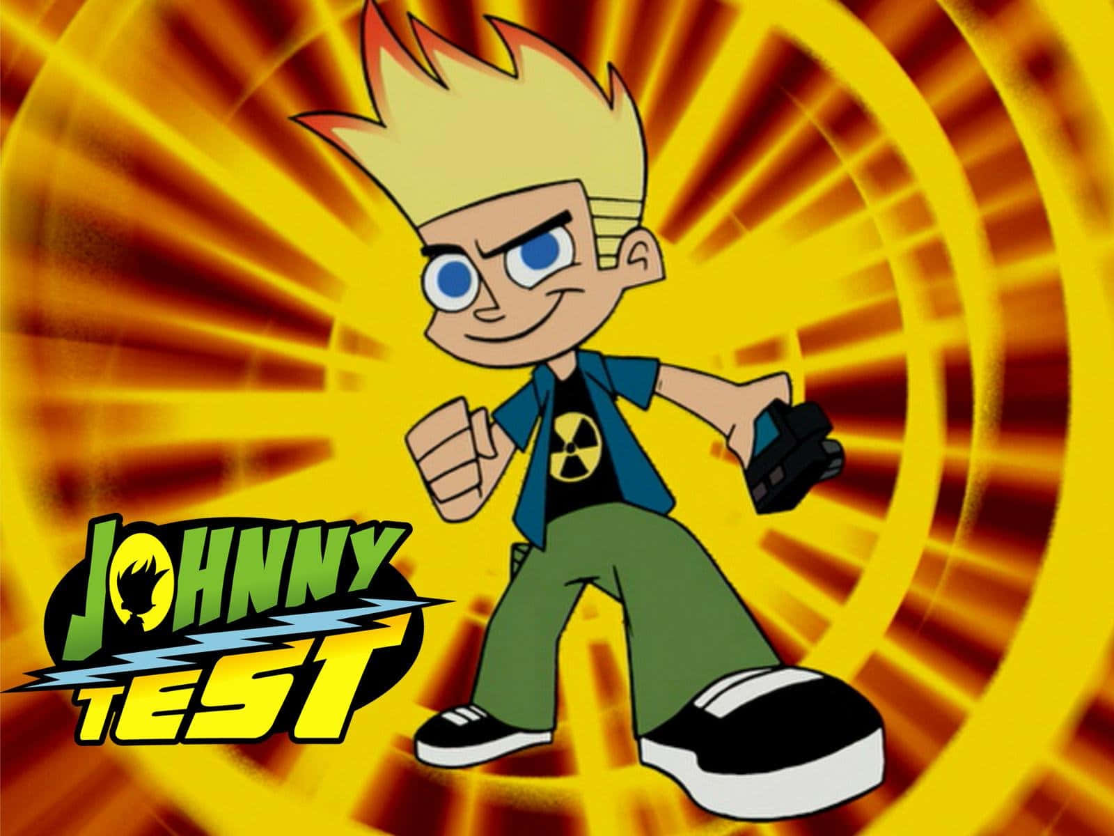 Johnny Test En Dukey Poseren Samen In Een Actievolle Scène Achtergrond